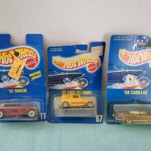 Vintage Hot Wheels Die Cast Metal Cars Toys Set Of 3 Cadillac Ford Delivery Dooz